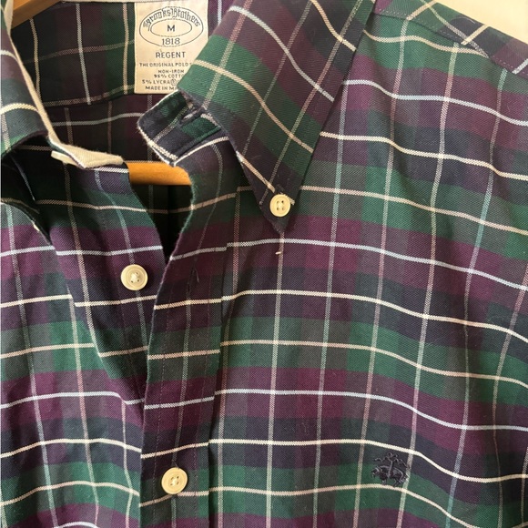 Brooks Brothers Regent Purple and Green Dress Shirt Button Down -Size M - Picture 2 of 3